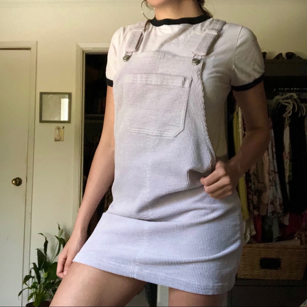Lavender corduroy overall dress
